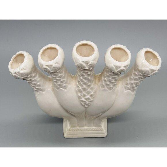 Mid Century Cream Quintal Five Finger Vase Posy Holder Ceramic 7.5 inch - Picture 5 of 7